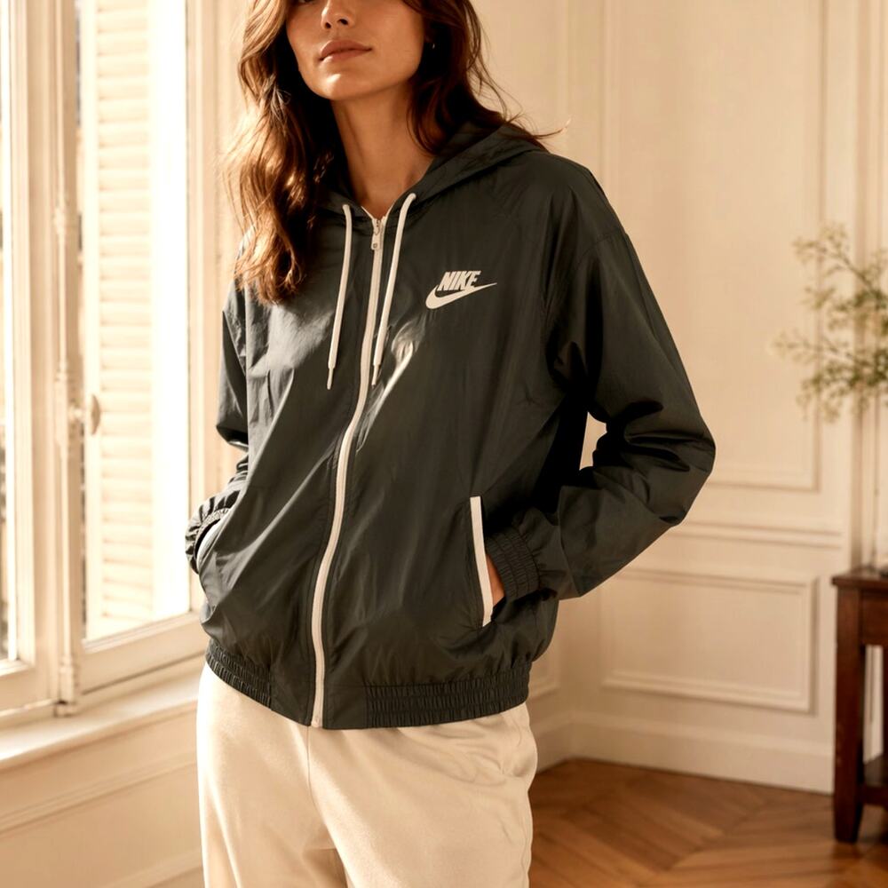 Nike Windrunner Jacket Womens Black Hooded Full Zip Lightweight NWT